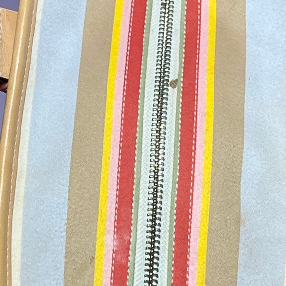 Vintage 2004 Coach Hamptons Daisy Multicolor Striped Handbag Cotton Leather Y2K - Picture 5 of 16